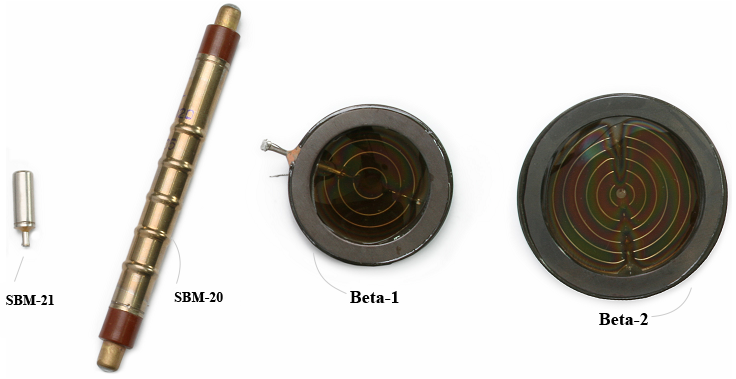 Figure 1. Detectors used in the construction of personal dosimeters-radiometers