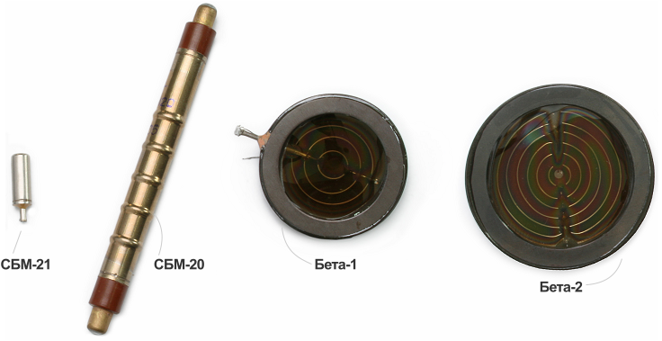 Рисунок 1. Внешний вид детекторов, применяемых в конструкциях персональных дозиметров-радиометров
